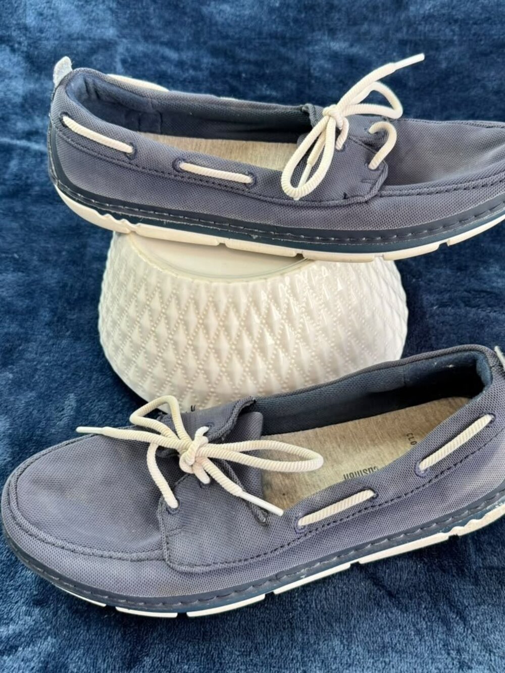 Clarks Cloudsteppers Step Maro Navy Boat Shoes women Casual Moccasin Lace Up 7